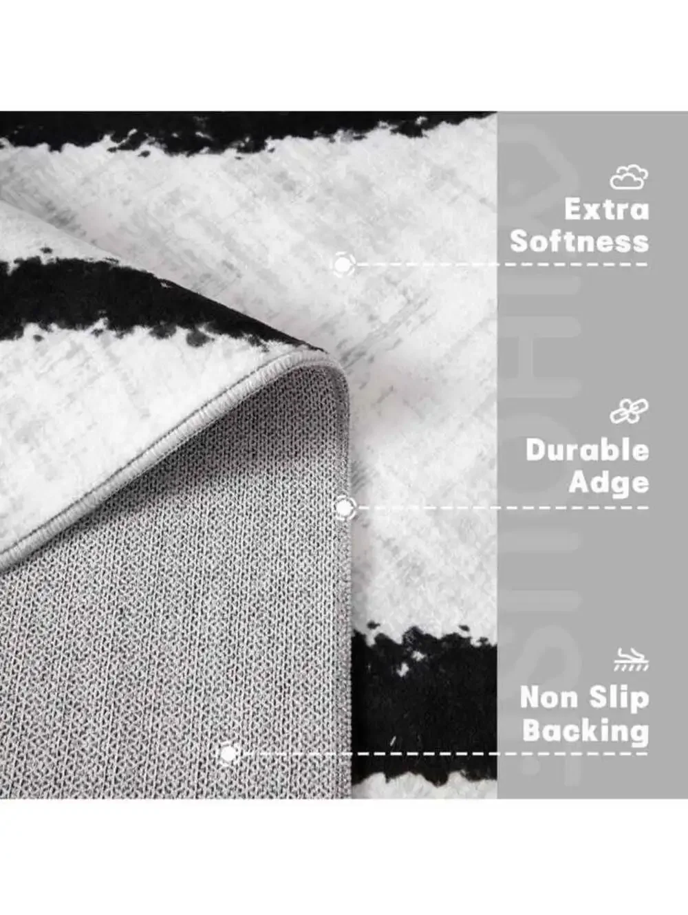 YIHOUSE Abstract Rug 6x9 Black and White Living Room Stripe Bedroom Dining Room